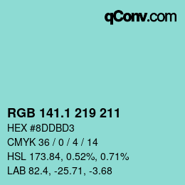 カラーコード: RGB 141.1 219 211 | qconv.com