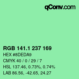 カラーコード: RGB 141.1 237 169 | qconv.com