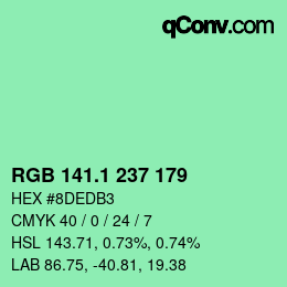 カラーコード: RGB 141.1 237 179 | qconv.com