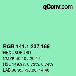 カラーコード: RGB 141.1 237 189 | qconv.com