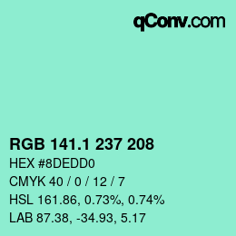 カラーコード: RGB 141.1 237 208 | qconv.com