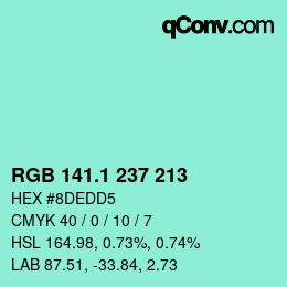 カラーコード: RGB 141.1 237 213 | qconv.com