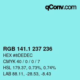 Color code: RGB 141.1 237 236 | qconv.com
