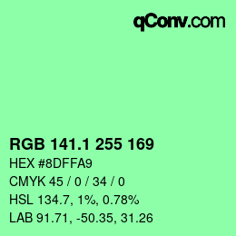 カラーコード: RGB 141.1 255 169 | qconv.com