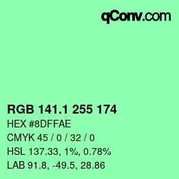 カラーコード: RGB 141.1 255 174 | qconv.com
