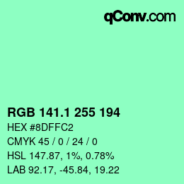 カラーコード: RGB 141.1 255 194 | qconv.com