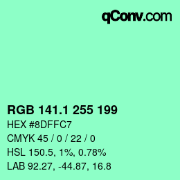 カラーコード: RGB 141.1 255 199 | qconv.com