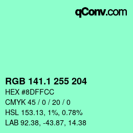 カラーコード: RGB 141.1 255 204 | qconv.com