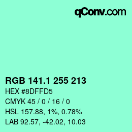 カラーコード: RGB 141.1 255 213 | qconv.com