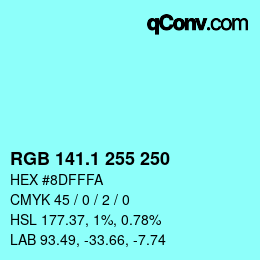 Color code: RGB 141.1 255 250 | qconv.com