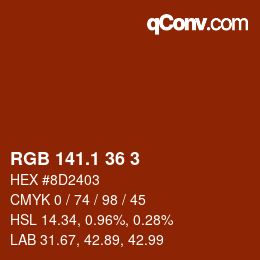 カラーコード: RGB 141.1 36 3 | qconv.com