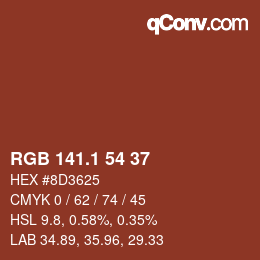 カラーコード: RGB 141.1 54 37 | qconv.com