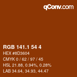 カラーコード: RGB 141.1 54 4 | qconv.com