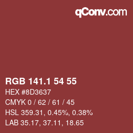 カラーコード: RGB 141.1 54 55 | qconv.com