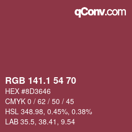カラーコード: RGB 141.1 54 70 | qconv.com