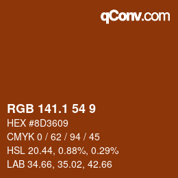 カラーコード: RGB 141.1 54 9 | qconv.com