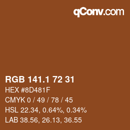 カラーコード: RGB 141.1 72 31 | qconv.com