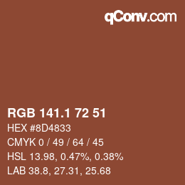カラーコード: RGB 141.1 72 51 | qconv.com