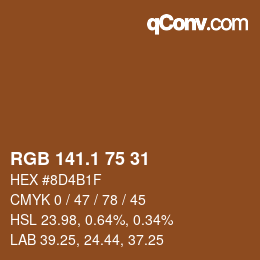 カラーコード: RGB 141.1 75 31 | qconv.com