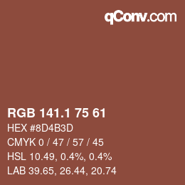 カラーコード: RGB 141.1 75 61 | qconv.com