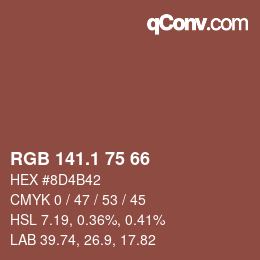 カラーコード: RGB 141.1 75 66 | qconv.com