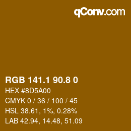 Código de color: RGB 141.1 90.8 0 | qconv.com