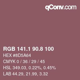 Color code: RGB 141.1 90.8 100 | qconv.com