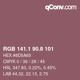 Color code: RGB 141.1 90.8 101 | qconv.com
