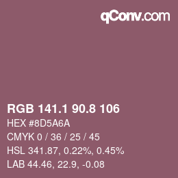 カラーコード: RGB 141.1 90.8 106 | qconv.com