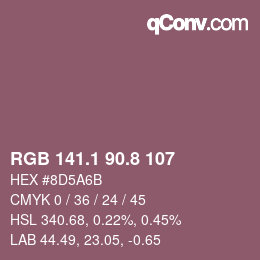 カラーコード: RGB 141.1 90.8 107 | qconv.com