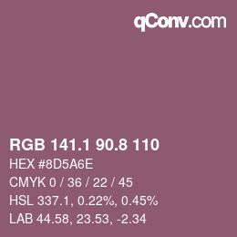 Farbcode: RGB 141.1 90.8 110 | qconv.com