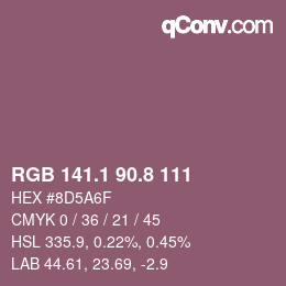 カラーコード: RGB 141.1 90.8 111 | qconv.com