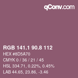 カラーコード: RGB 141.1 90.8 112 | qconv.com
