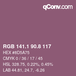 カラーコード: RGB 141.1 90.8 117 | qconv.com