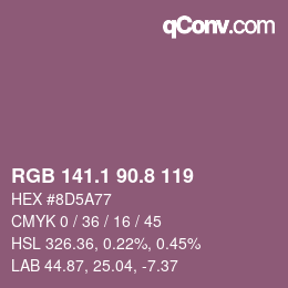 カラーコード: RGB 141.1 90.8 119 | qconv.com