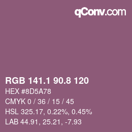 Color code: RGB 141.1 90.8 120 | qconv.com
