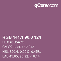 カラーコード: RGB 141.1 90.8 124 | qconv.com