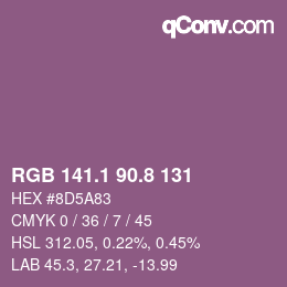 カラーコード: RGB 141.1 90.8 131 | qconv.com