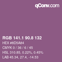 カラーコード: RGB 141.1 90.8 132 | qconv.com