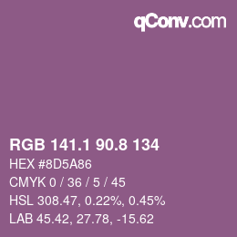 カラーコード: RGB 141.1 90.8 134 | qconv.com