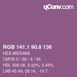 カラーコード: RGB 141.1 90.8 136 | qconv.com