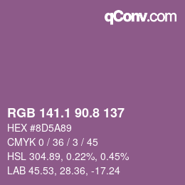 カラーコード: RGB 141.1 90.8 137 | qconv.com