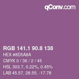 カラーコード: RGB 141.1 90.8 138 | qconv.com