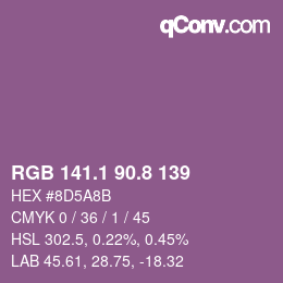 カラーコード: RGB 141.1 90.8 139 | qconv.com