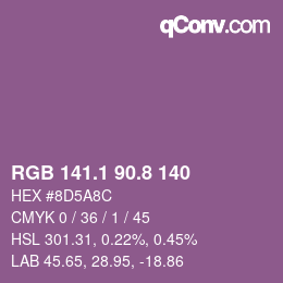 カラーコード: RGB 141.1 90.8 140 | qconv.com