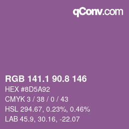 カラーコード: RGB 141.1 90.8 146 | qconv.com