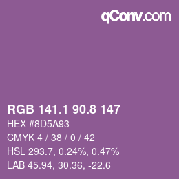 カラーコード: RGB 141.1 90.8 147 | qconv.com