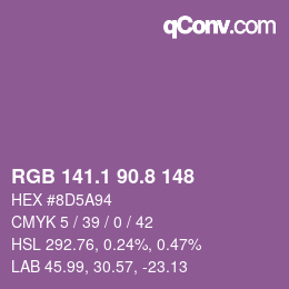 カラーコード: RGB 141.1 90.8 148 | qconv.com