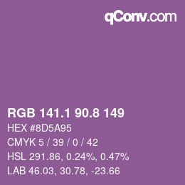 カラーコード: RGB 141.1 90.8 149 | qconv.com