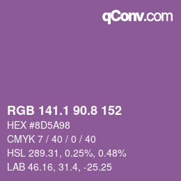 カラーコード: RGB 141.1 90.8 152 | qconv.com